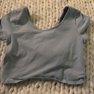 Blue crossed back crop top